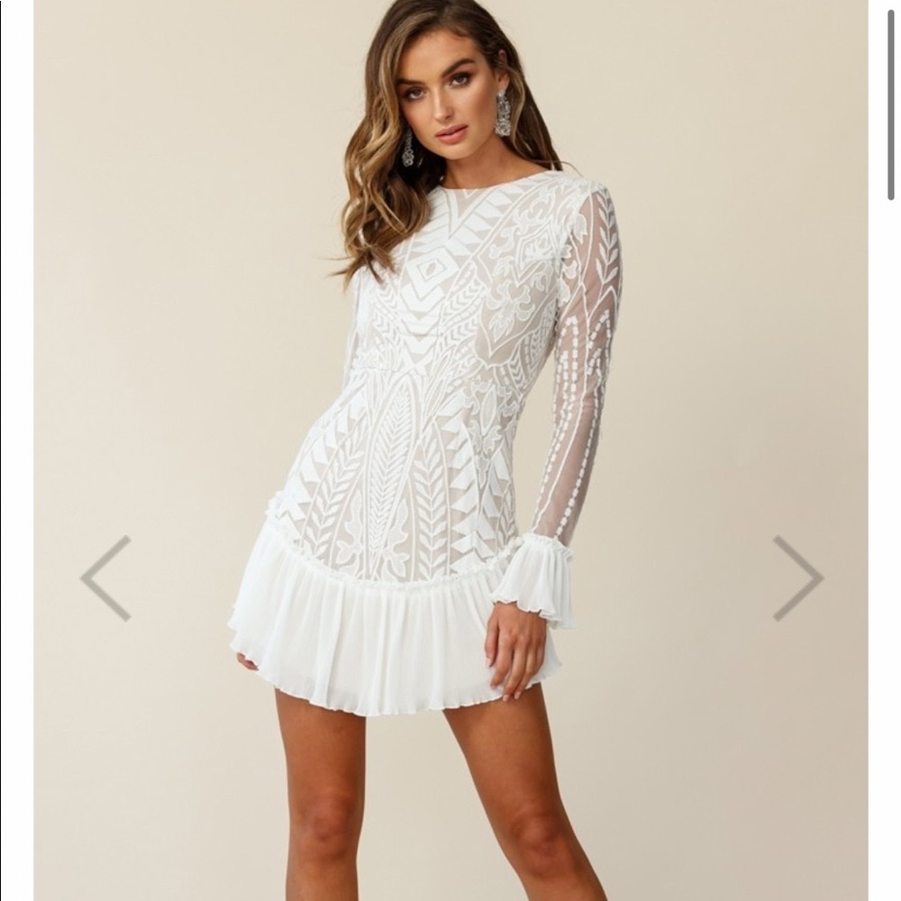 Selfie Leslie long sleeve ruffle mini dress